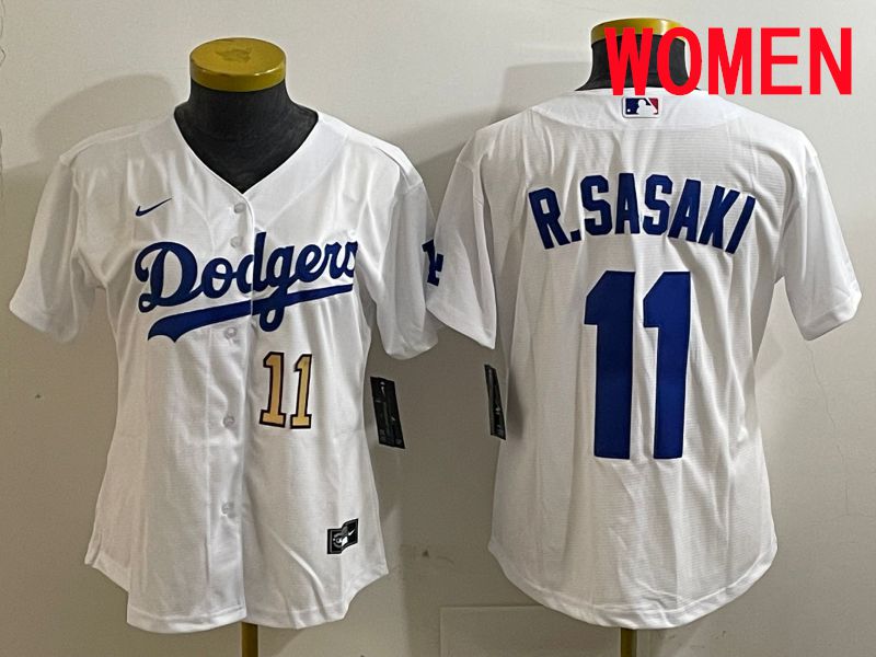 Women Los Angeles Dodgers 11 R.Sasaki White Game 2025 Nike MLB Jersey style 4